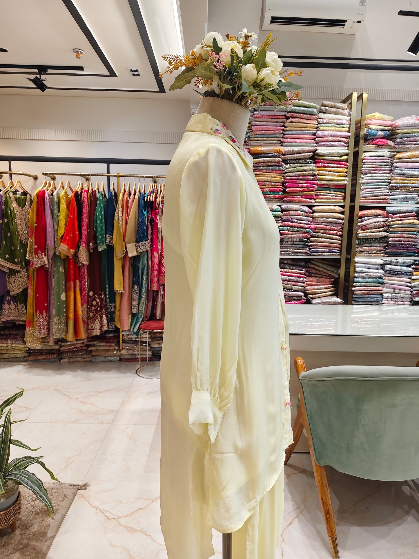 Lemon Crepe Sequins Co-Ord Set
