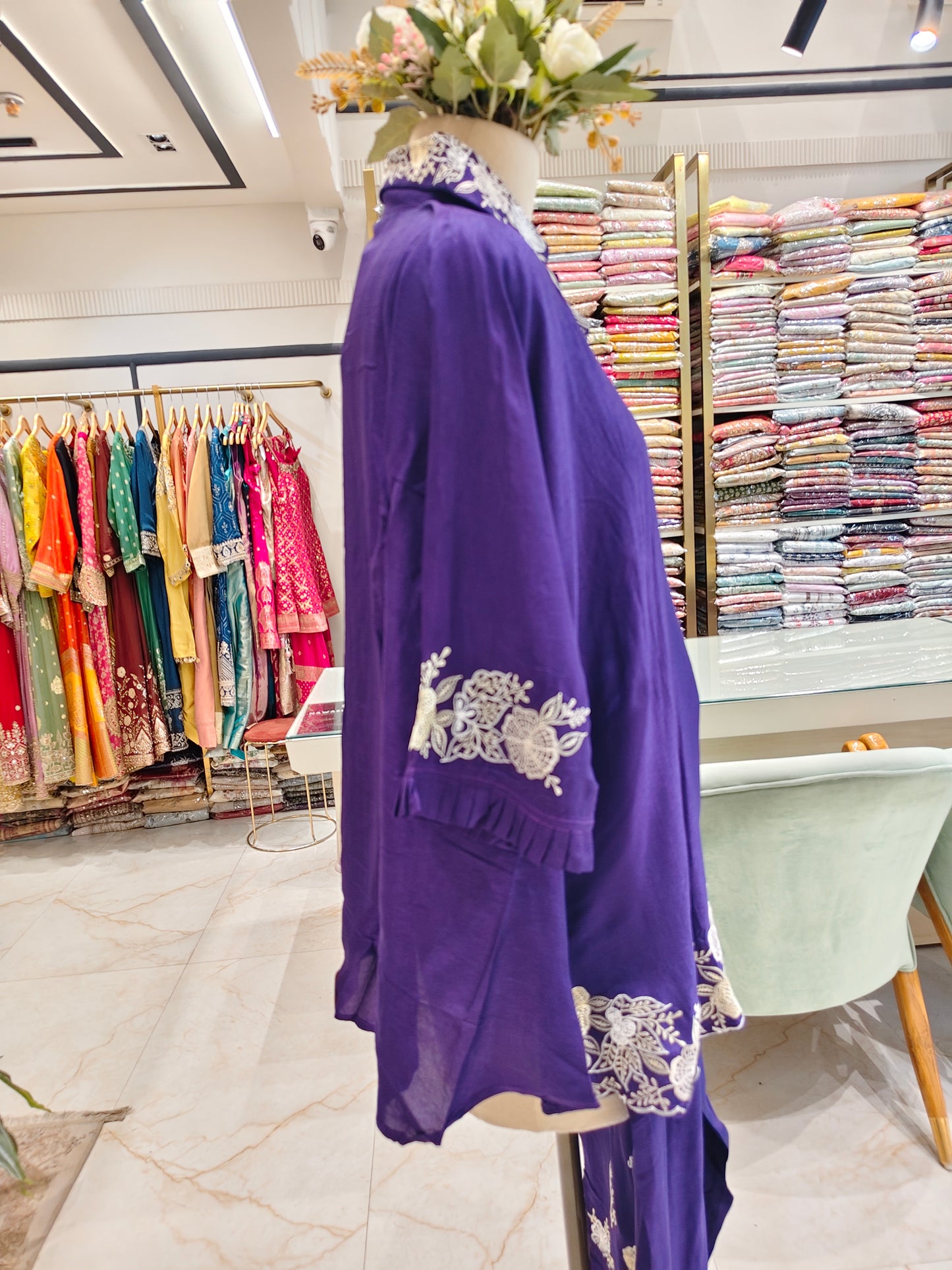 Purple Silk Resham Co-Ord Set