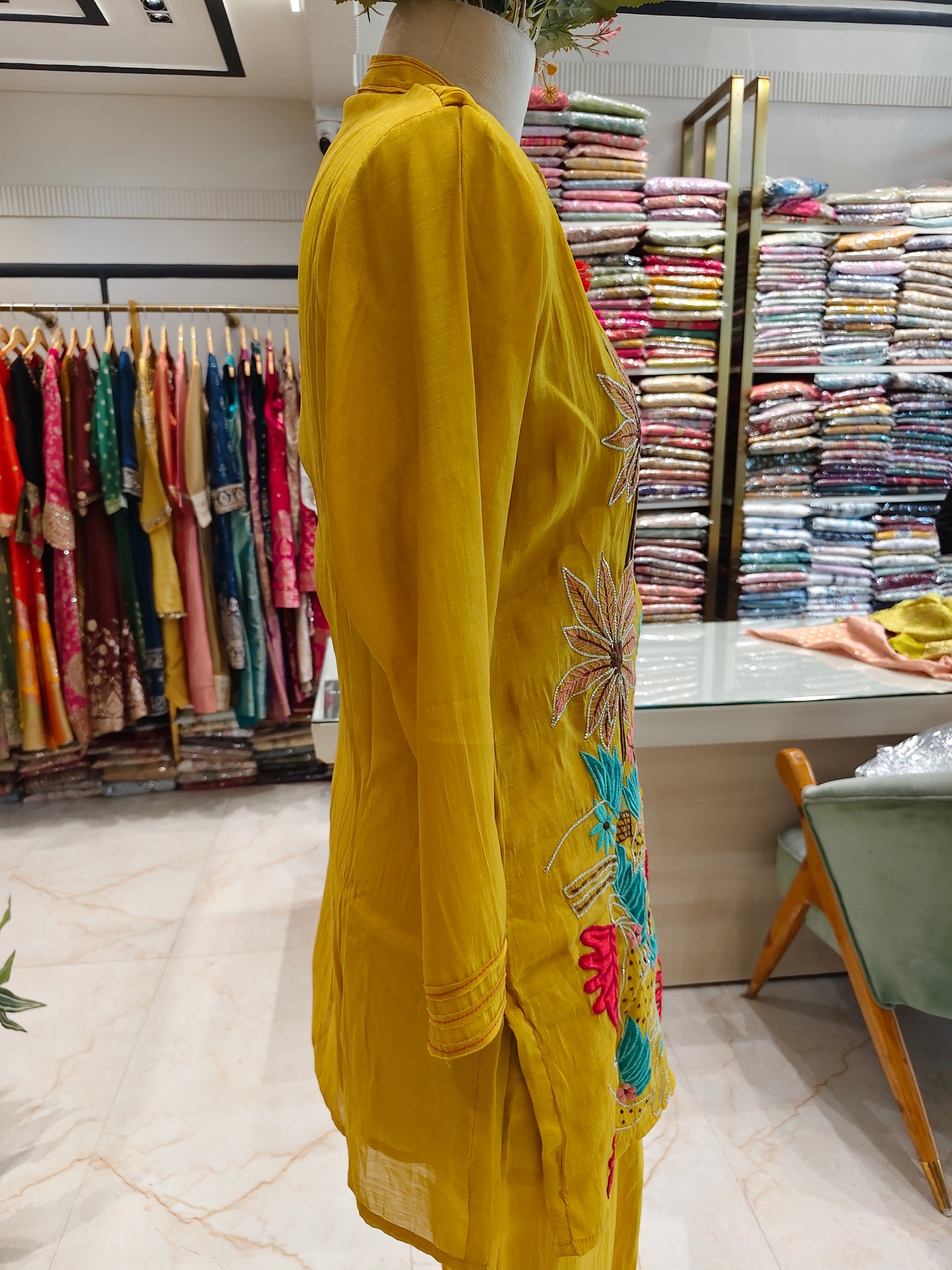 Mustard Mul Gota Co-Ord Set