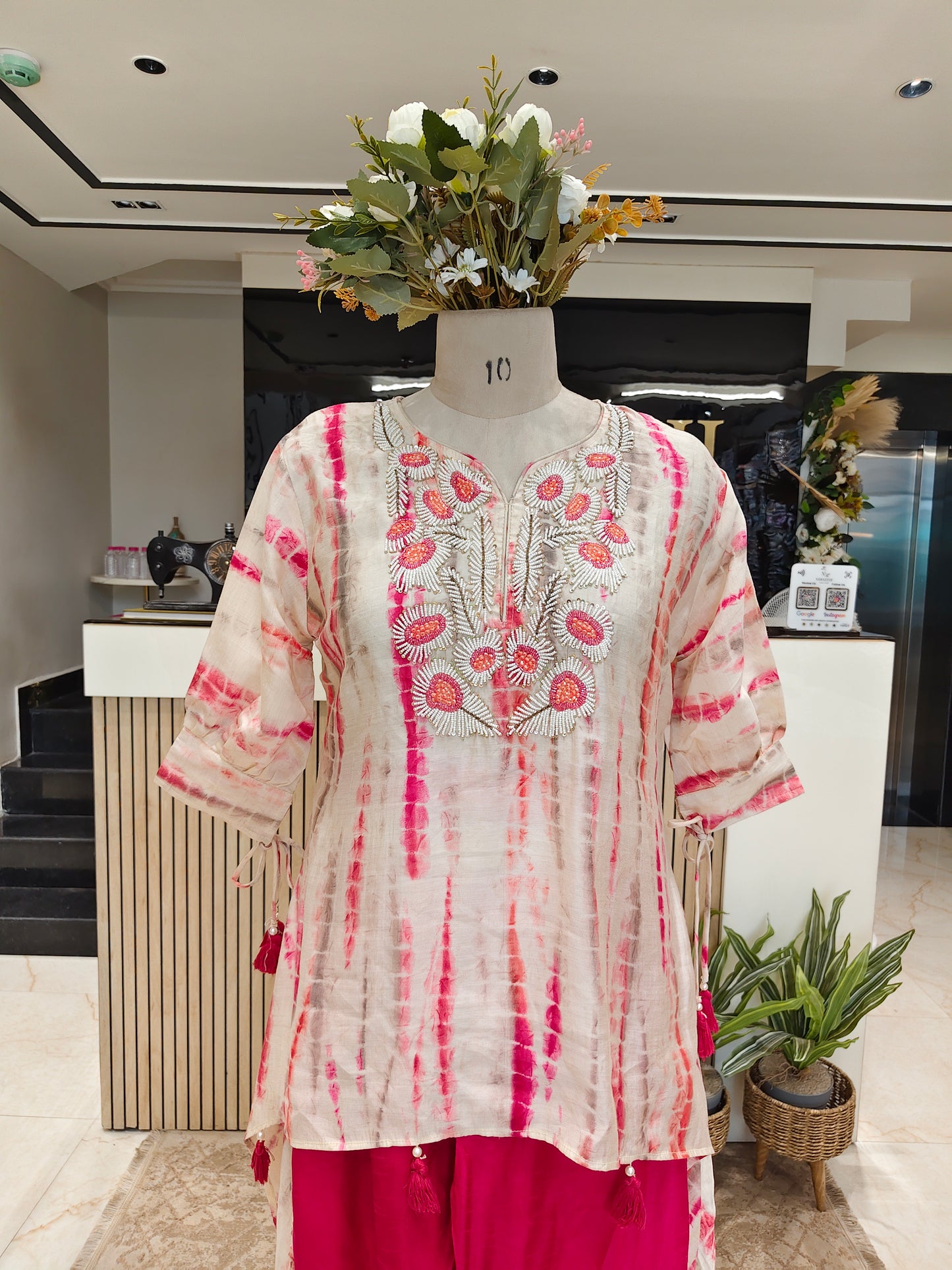 Cream Muslin Kutdana Co-Ord Set