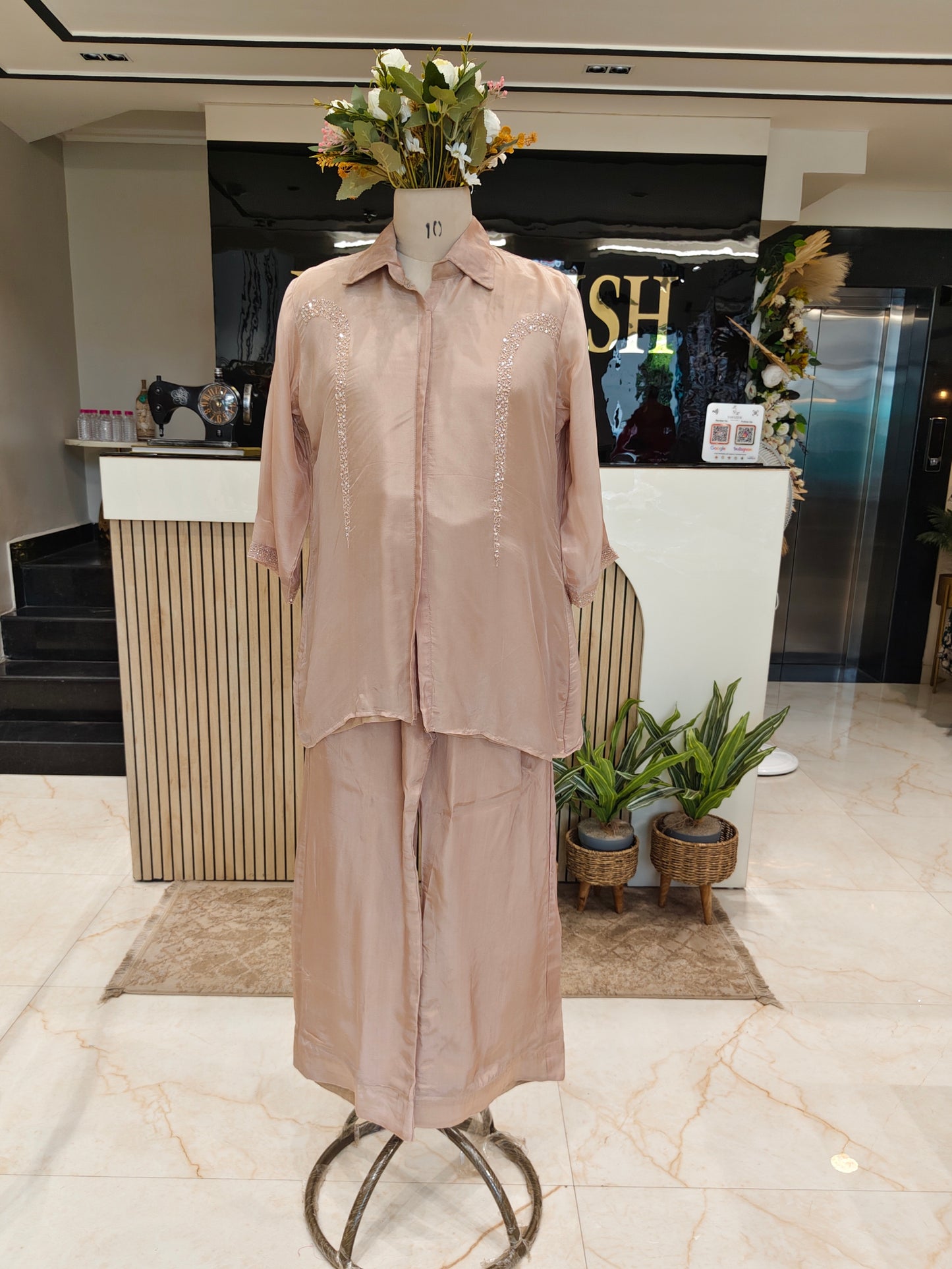 Mouse Organza Plazzo Co-Ord Set