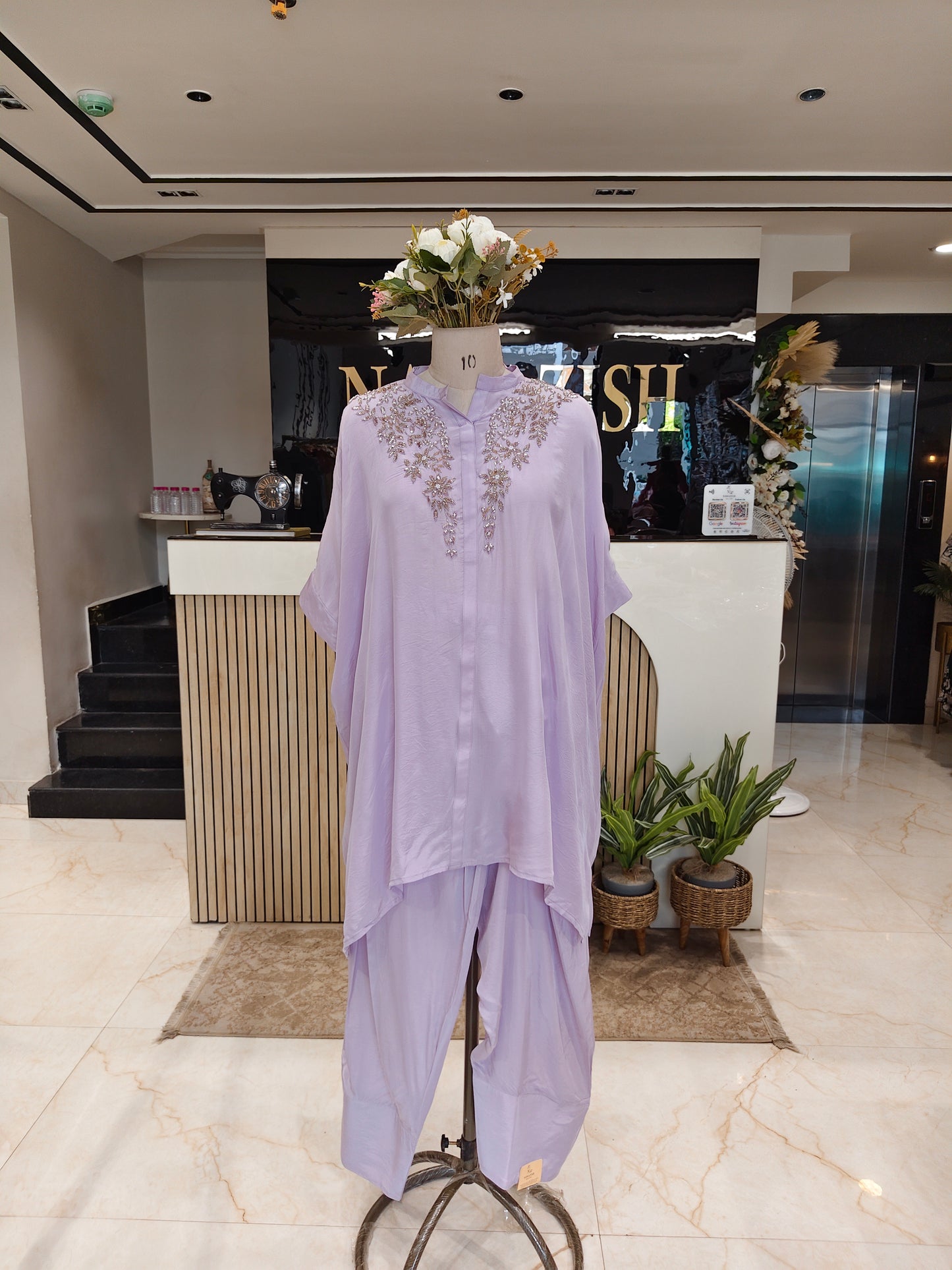 Lavender Crepe Farshi Co-Ord Set