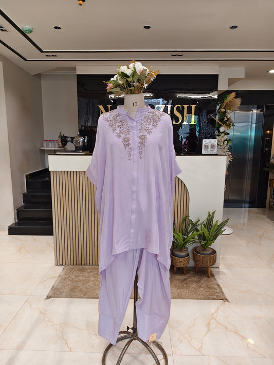 Lavender Crepe Farshi Co-Ord Set
