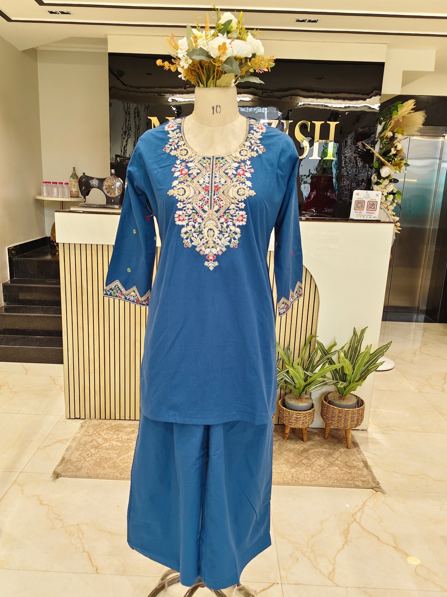 Blue cotton co ord set
Resham zari sequins outfit
Cotton plazzo coord set women
Festive ethnic co ord wear
Stylish blue party wear set