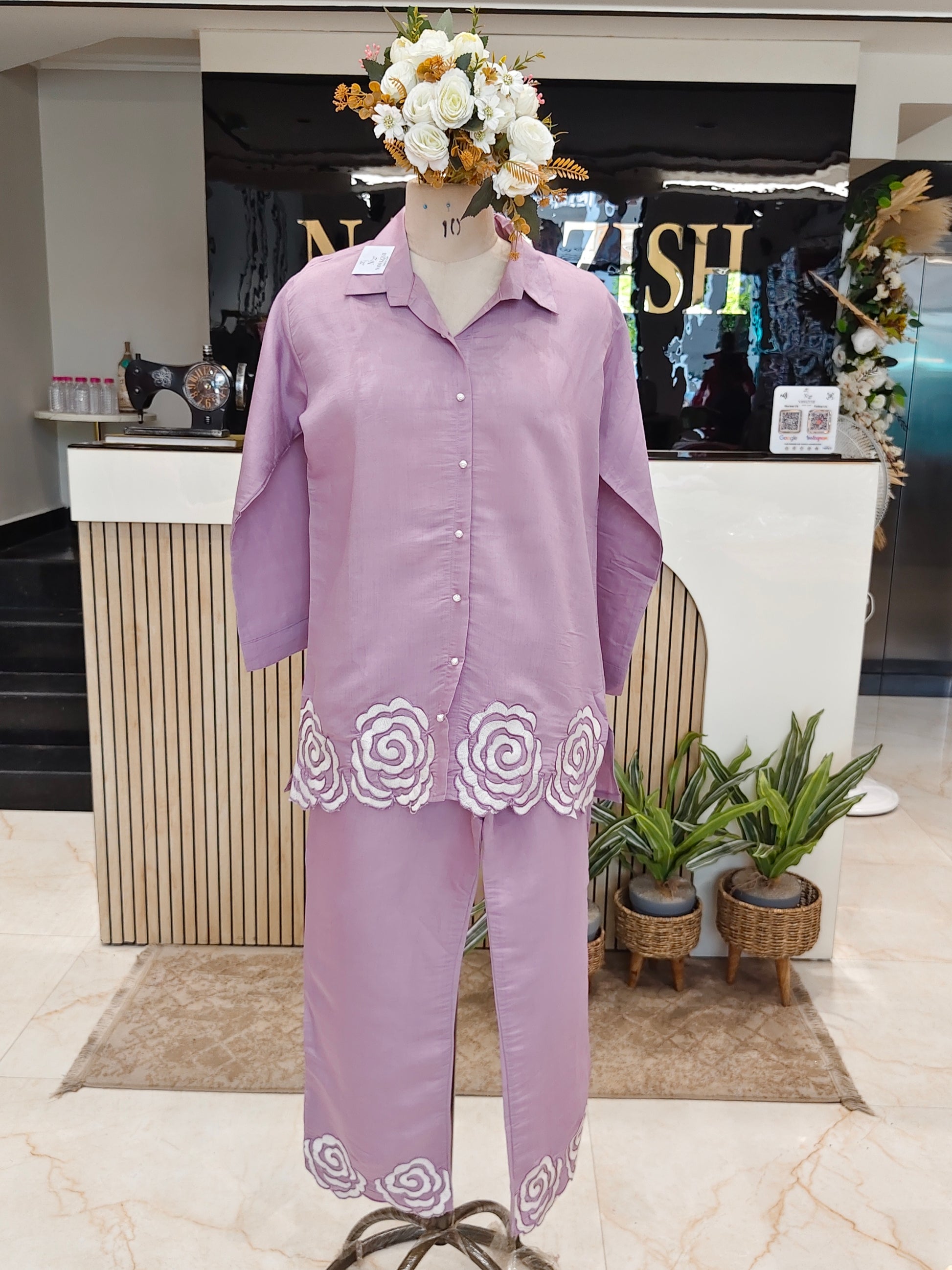 Lavender cotton co ord set


Patch work coord set women


Cotton pants ethnic outfit


Stylish casual co ord wear


Trendy lavender coord set

