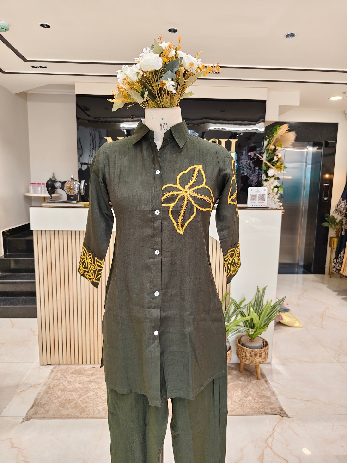 Bottle Green Silk Co-Ord Set