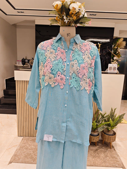Sky Blue Cotton Co-Ord Set