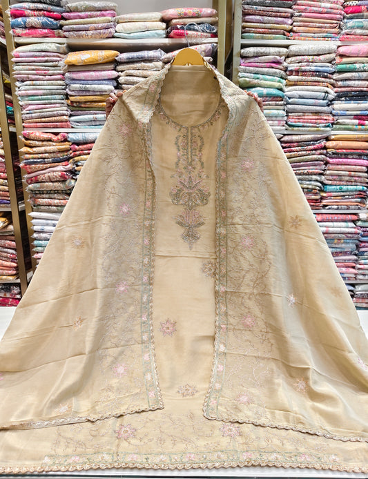 Golden tissue suit set
Katdana sequins ethnic wear
Resham zari festive suit
Designer unstitched party wear suit
Tissue dupatta wedding outfit