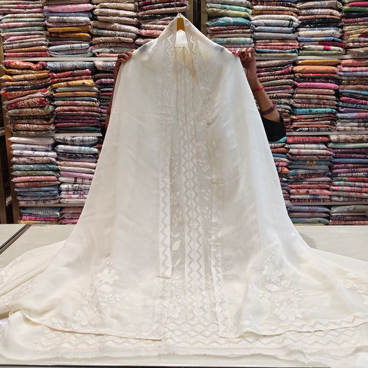 Off White Organza Suit Set
Resham Work Dress Material
Organza Dupatta Suit
Festive Unstitched Suit
Elegant Ethnic Wear for Women