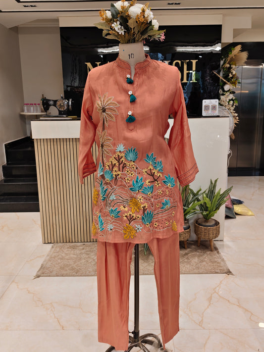 Orange Mul Co-Ord Set