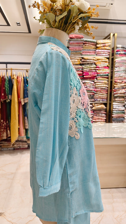 Sky Blue Cotton Co-Ord Set