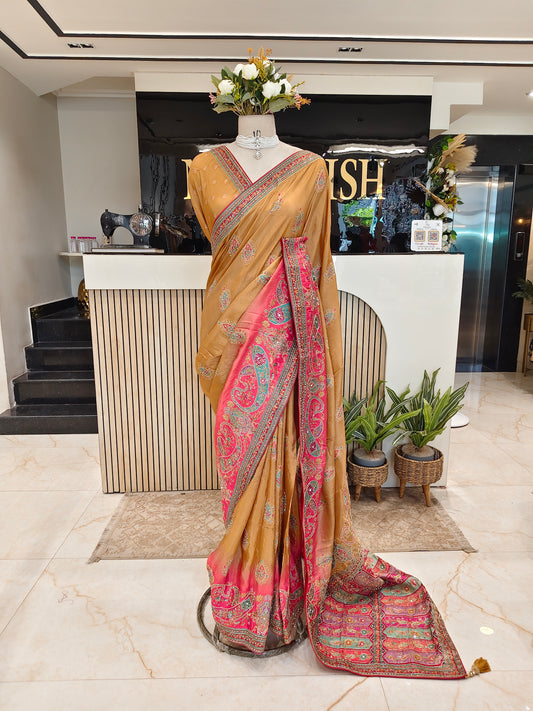 Gold Uppada Silk Saree
Dabka Work Party Wear Saree
Stone Work Designer Saree
Luxury Wedding Saree for Women
Festive Silk Saree Collection