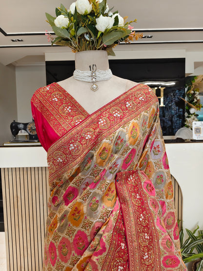 Multi Colour Uppada Silk Saree