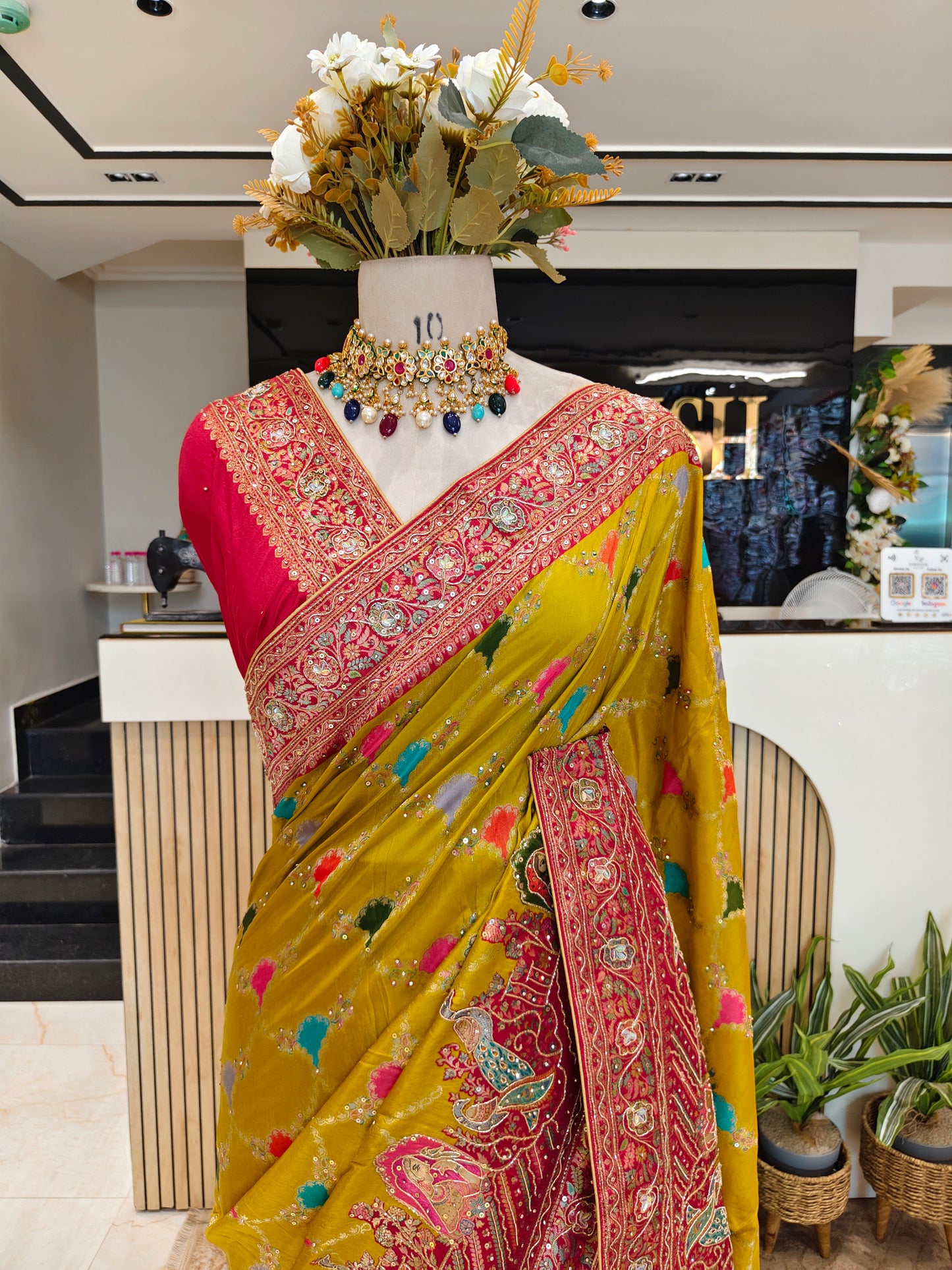 Mustard Silk Designer Saree