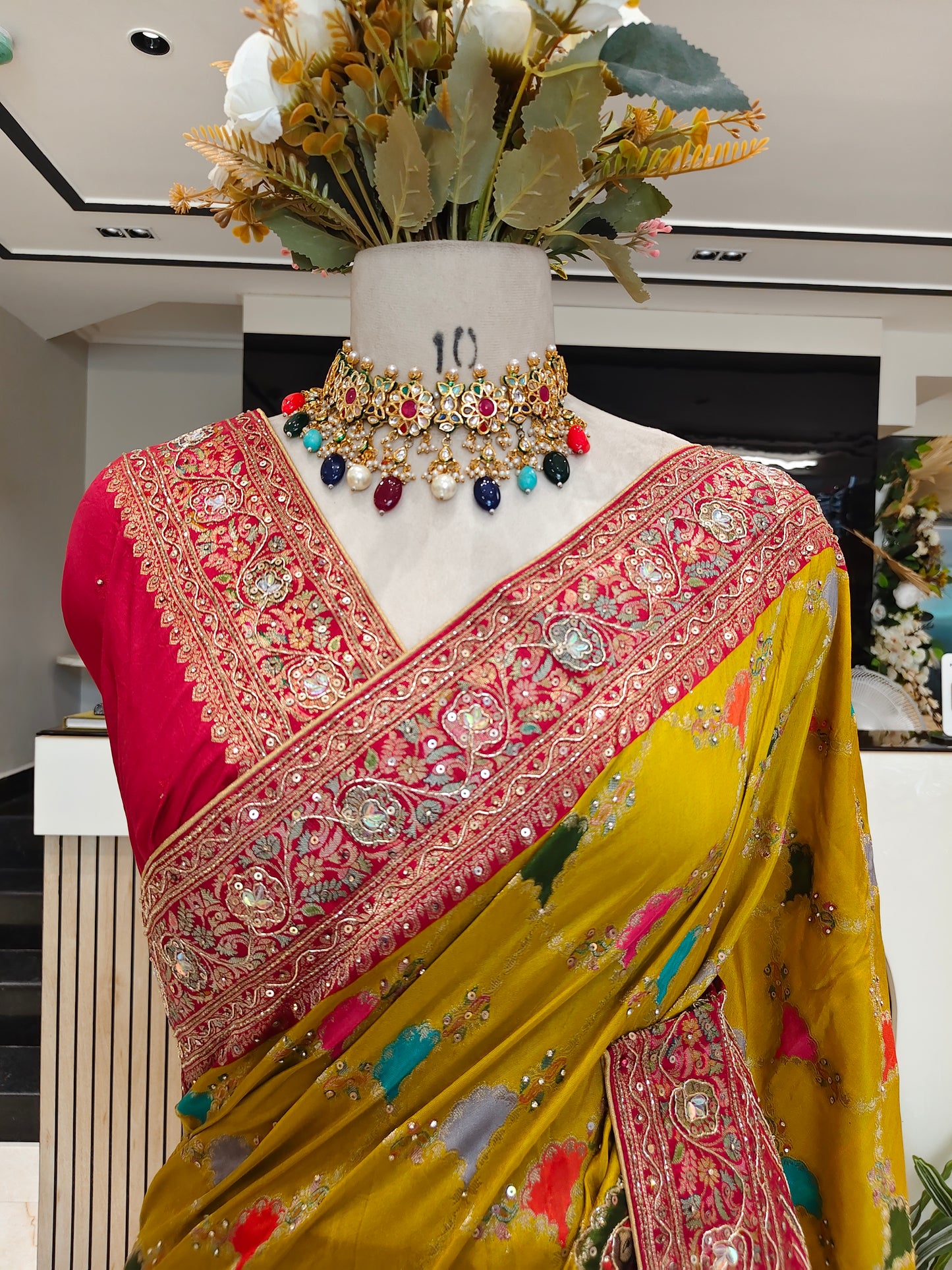 Mustard Silk Designer Saree