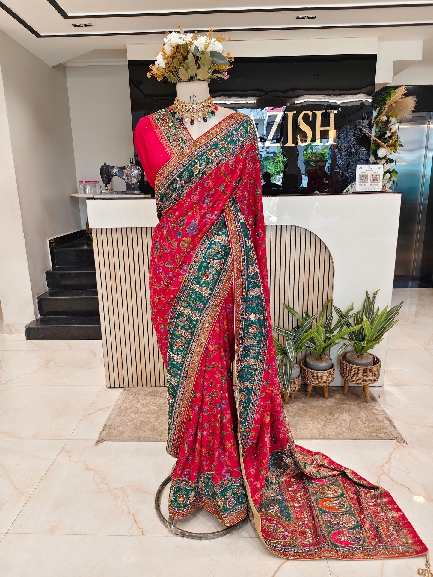 Red Silk Designer Saree