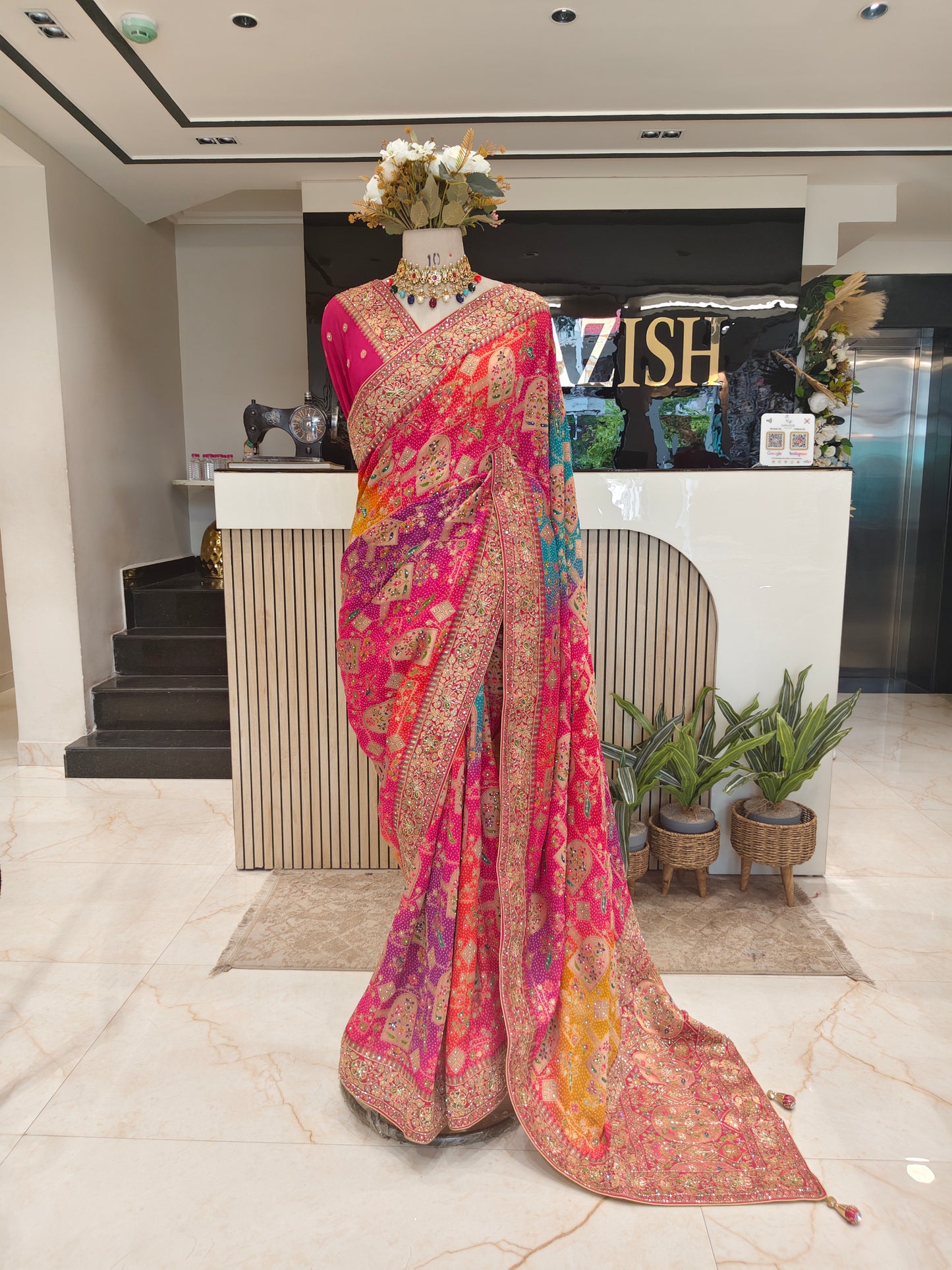 Multi Colour Khaddi Georgette Saree