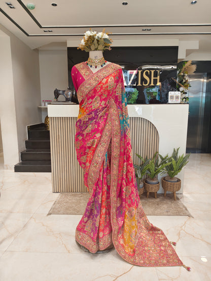 Multi Colour Khaddi Georgette Saree