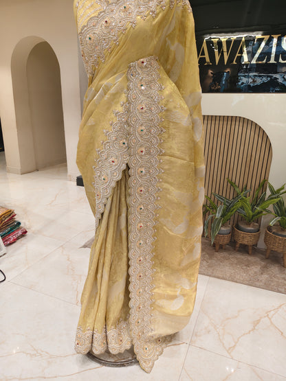 Mustard Tissue Designer Saree