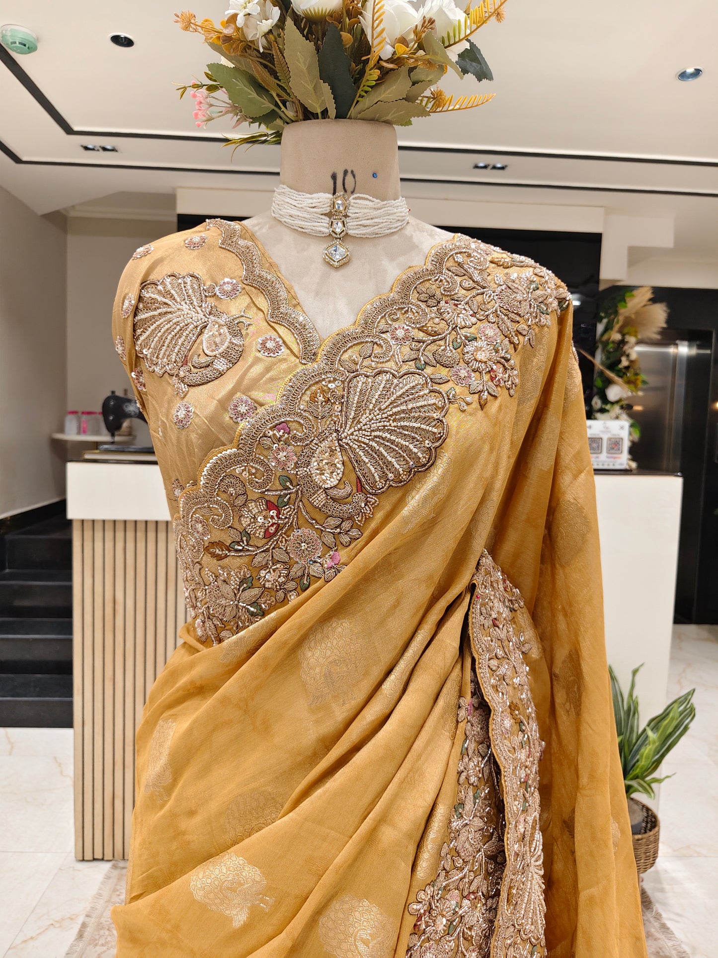 Yellow Self Tissue Saree