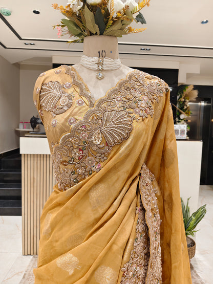 Yellow Self Tissue Saree