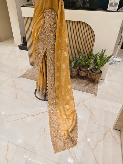 Yellow Self Tissue Saree