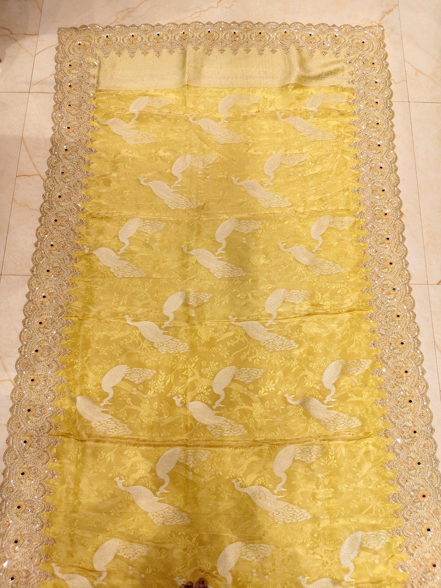 Mustard Tissue Designer Saree