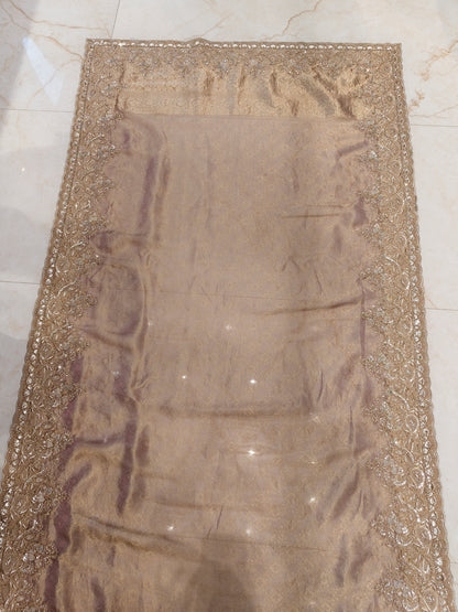 Rose Gold Tissue Designer Saree