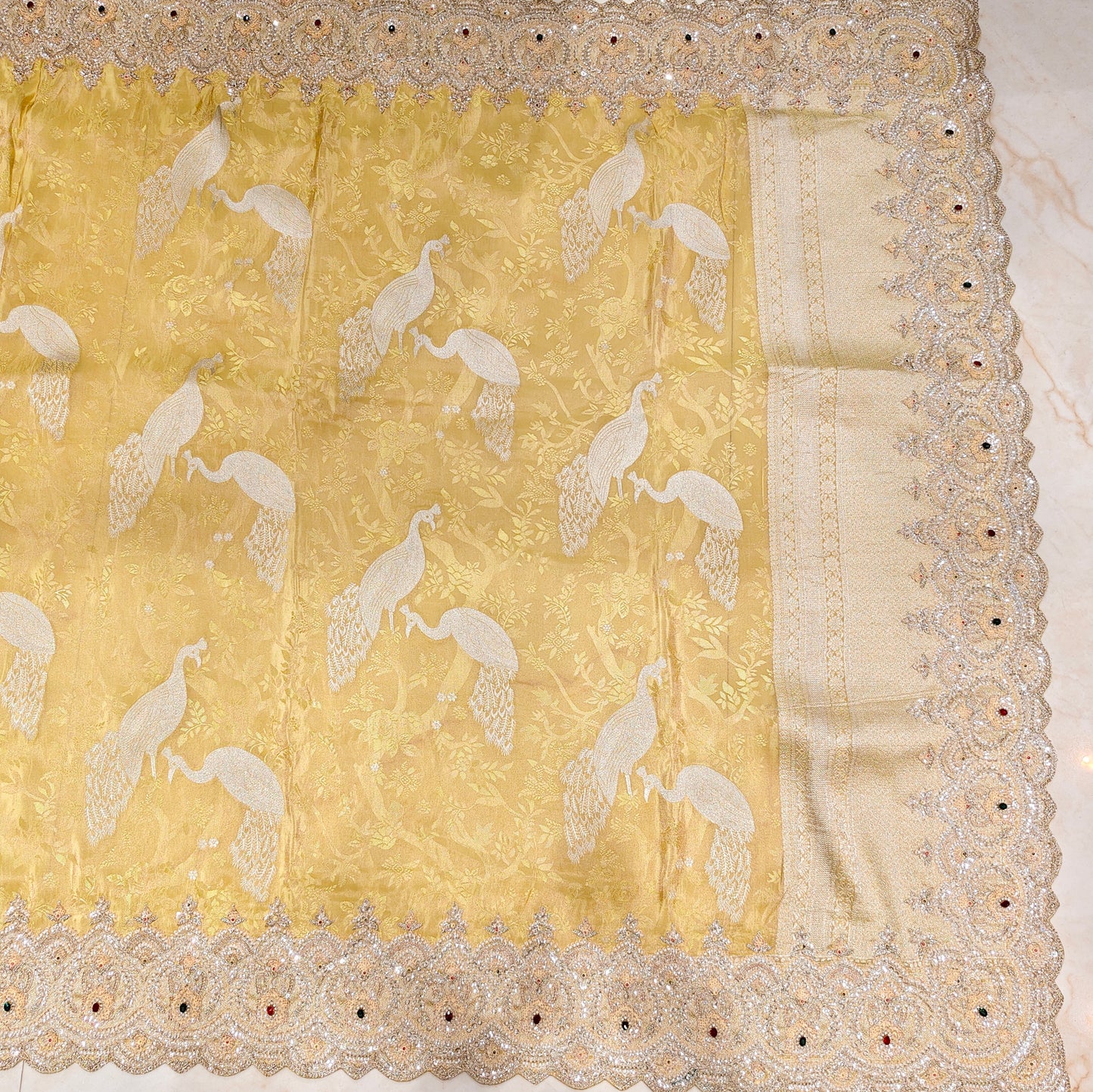 Yellow Self Tissue Saree