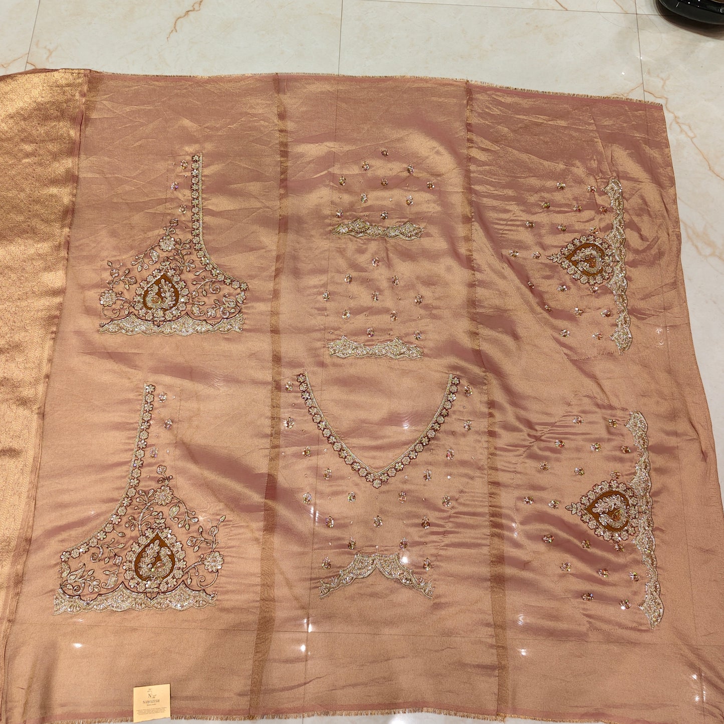 Rose Gold Tissue Designer Saree