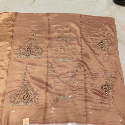 Rose Gold Tissue Designer Saree