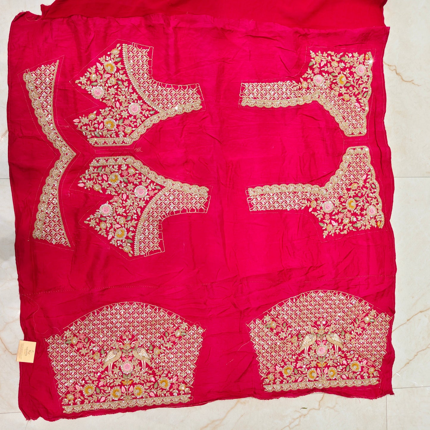 Red Khaddi Georgette Saree with Chunari & Zarkan Work