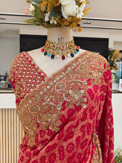 Rani Pink Khaddi Georget Saree