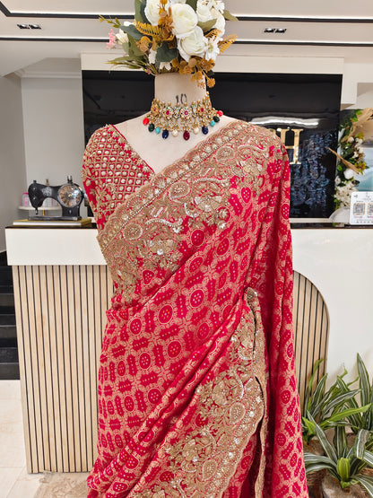 Rani Pink Khaddi Georget Saree