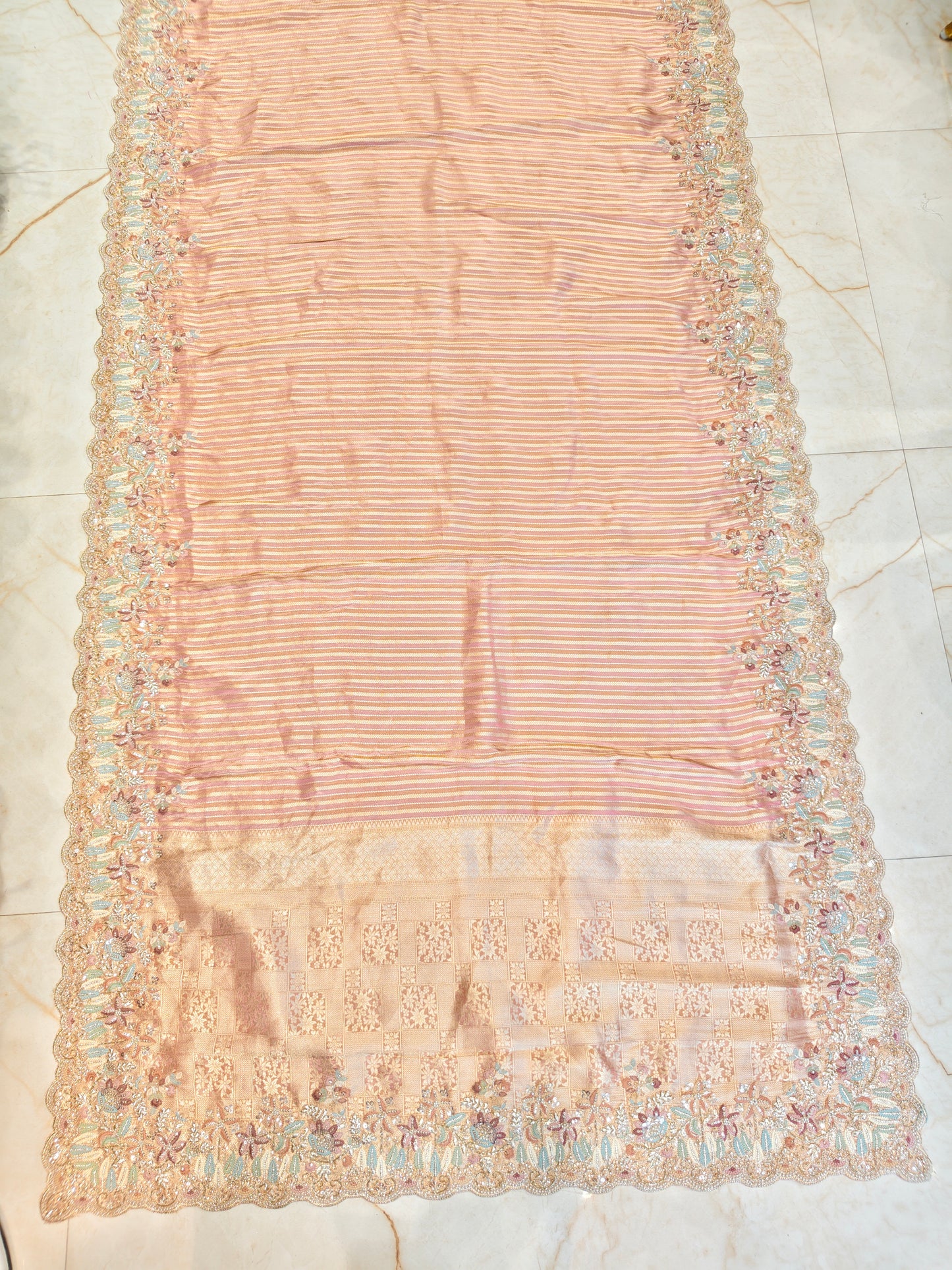 Pink Tissue Designer Saree