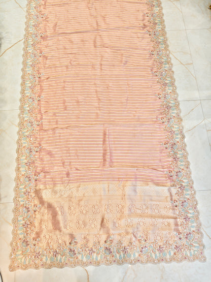 Pink Tissue Designer Saree