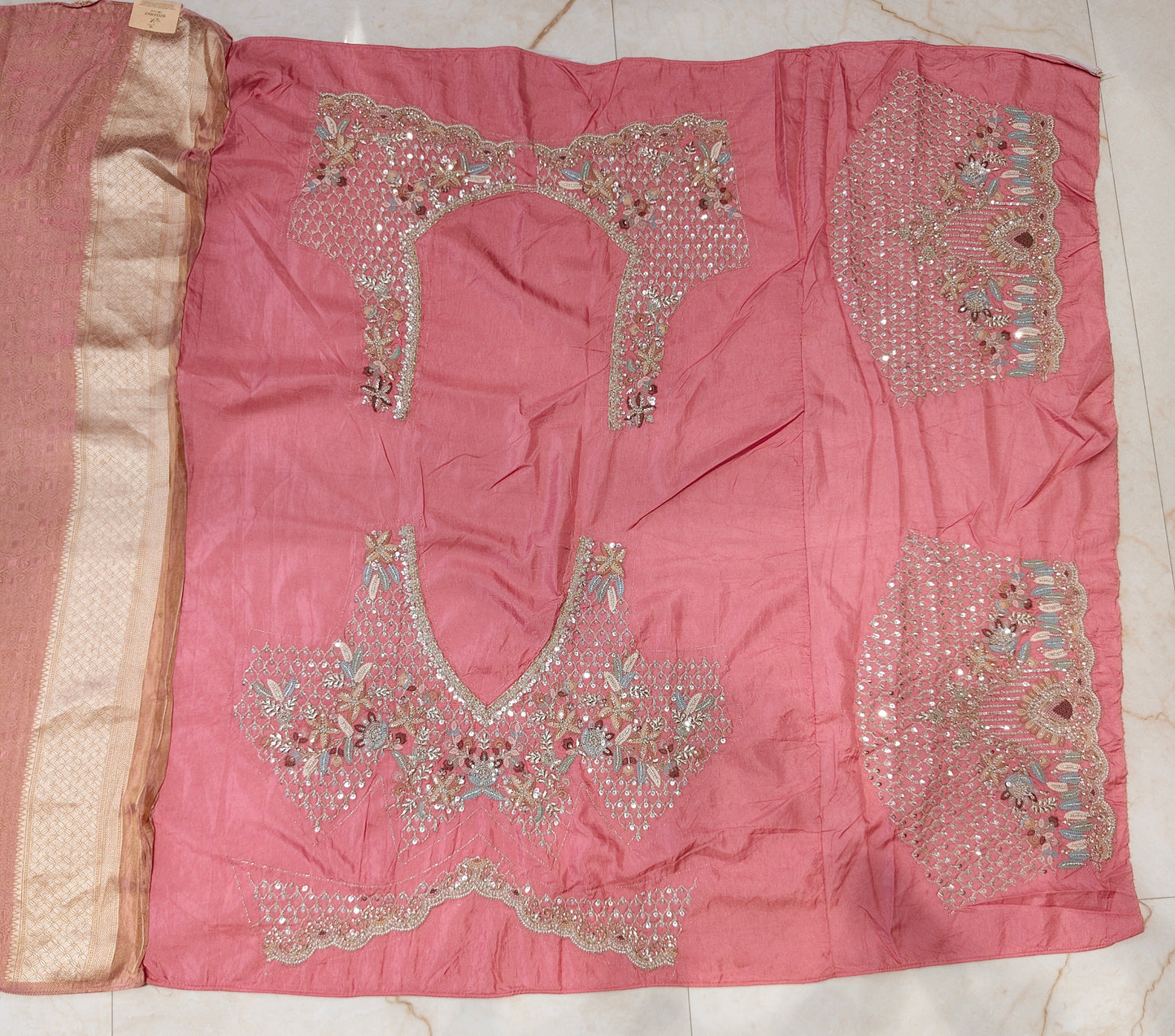 Pink Tissue Designer Saree