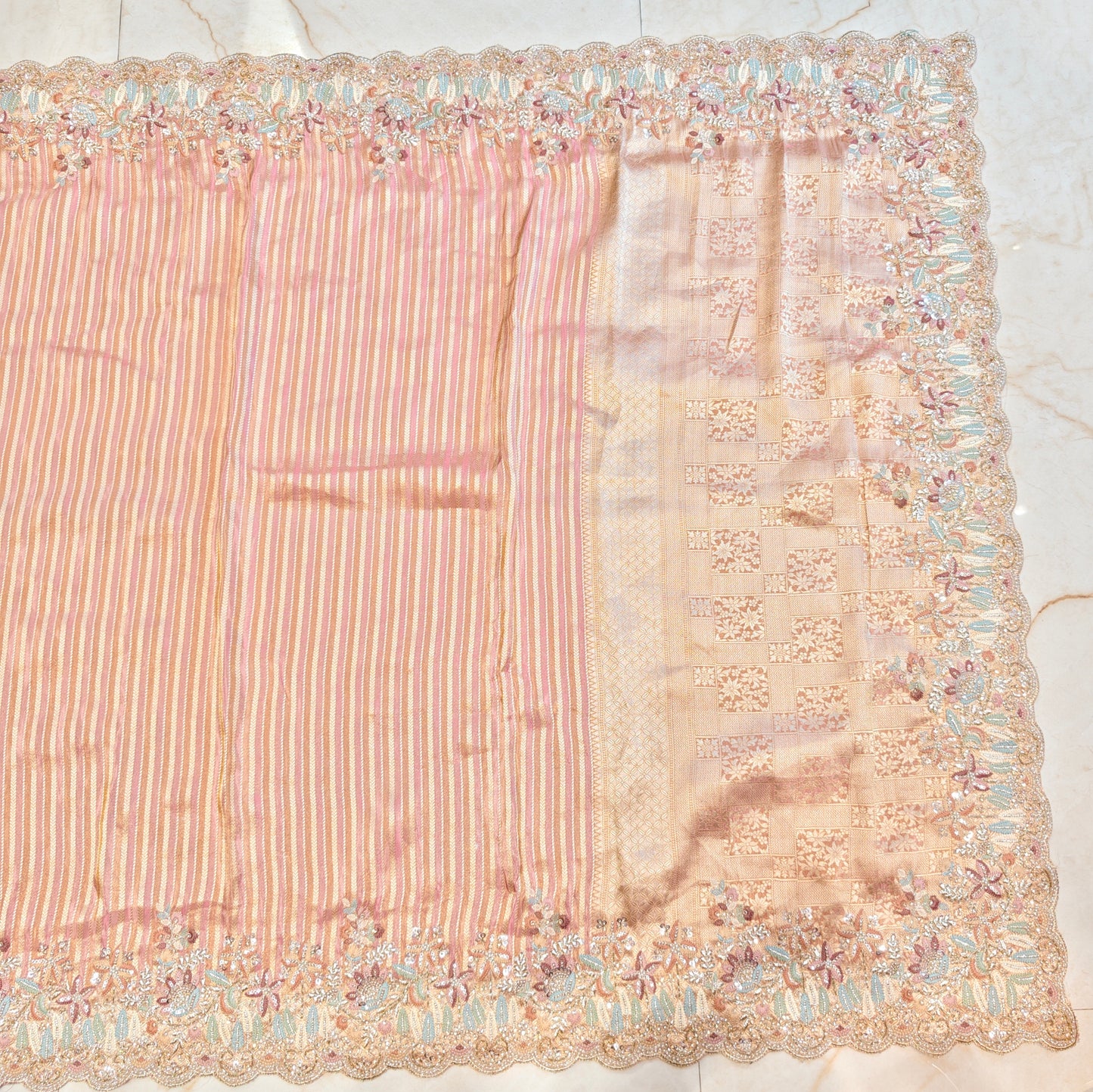 Pink Tissue Designer Saree