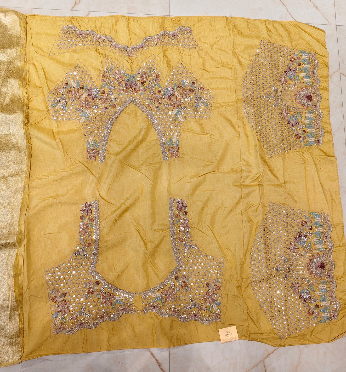 Lemon Tissue Designer Saree