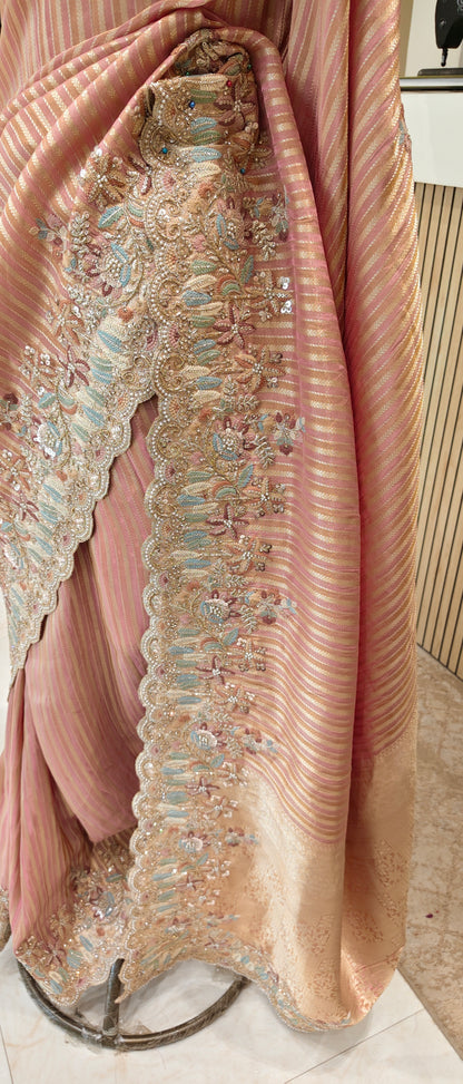 Pink Tissue Designer Saree