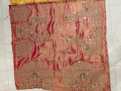 Mustard Gold Tissue Designer Saree