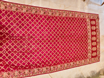 Rani Pink Georget Designer Saree