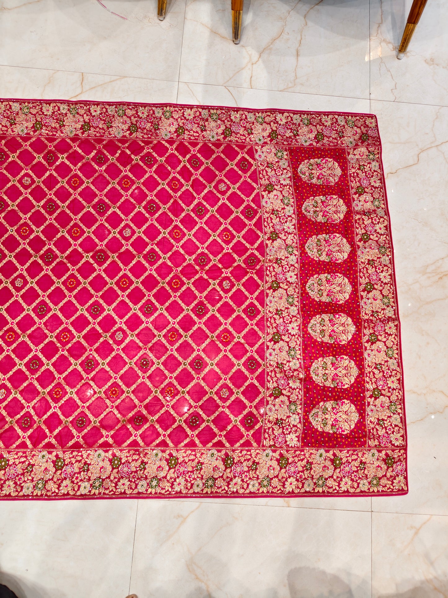 Rani Pink Georget Designer Saree