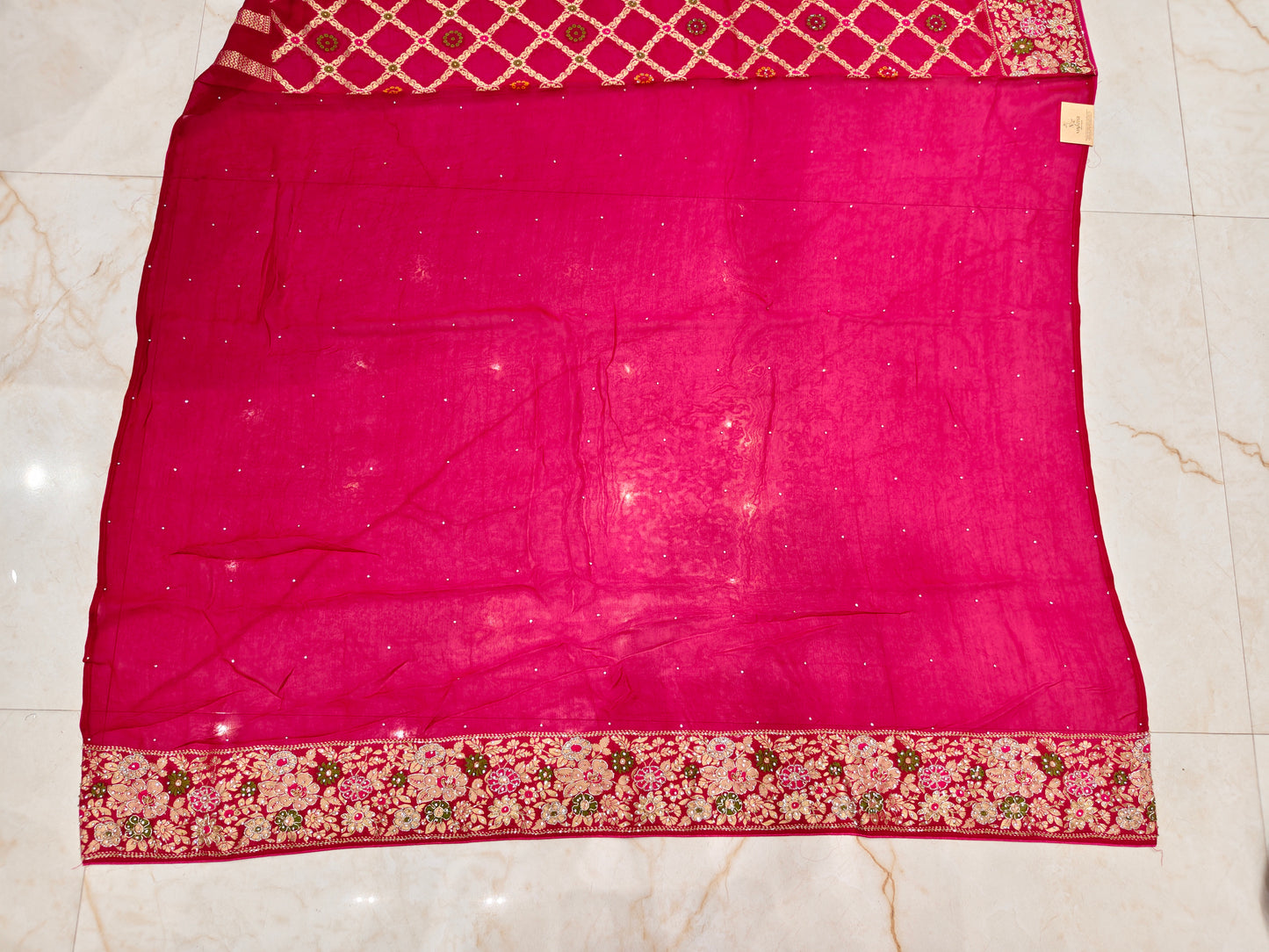 Rani Pink Georget Designer Saree