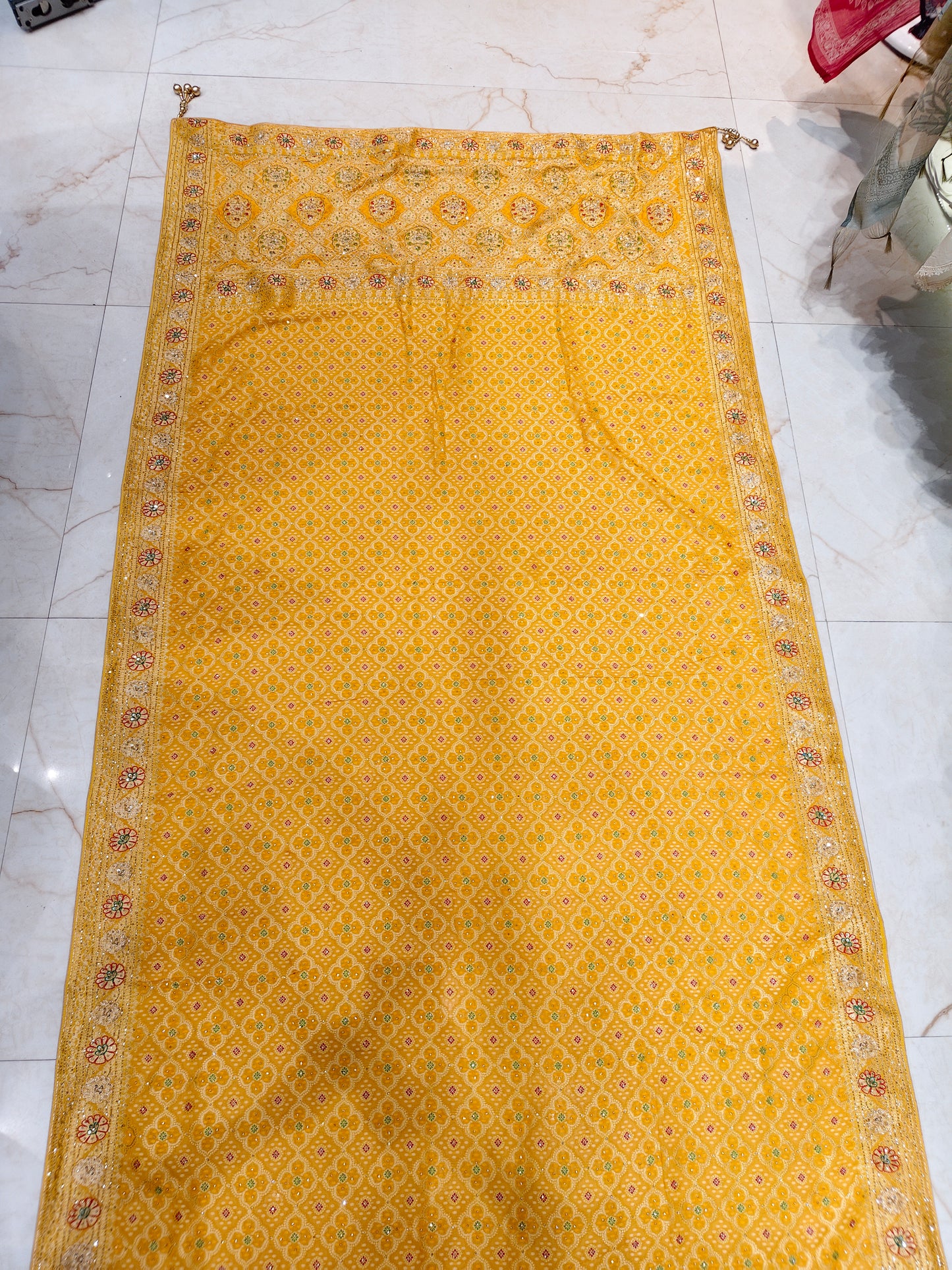 Yellow Georget Designer Saree