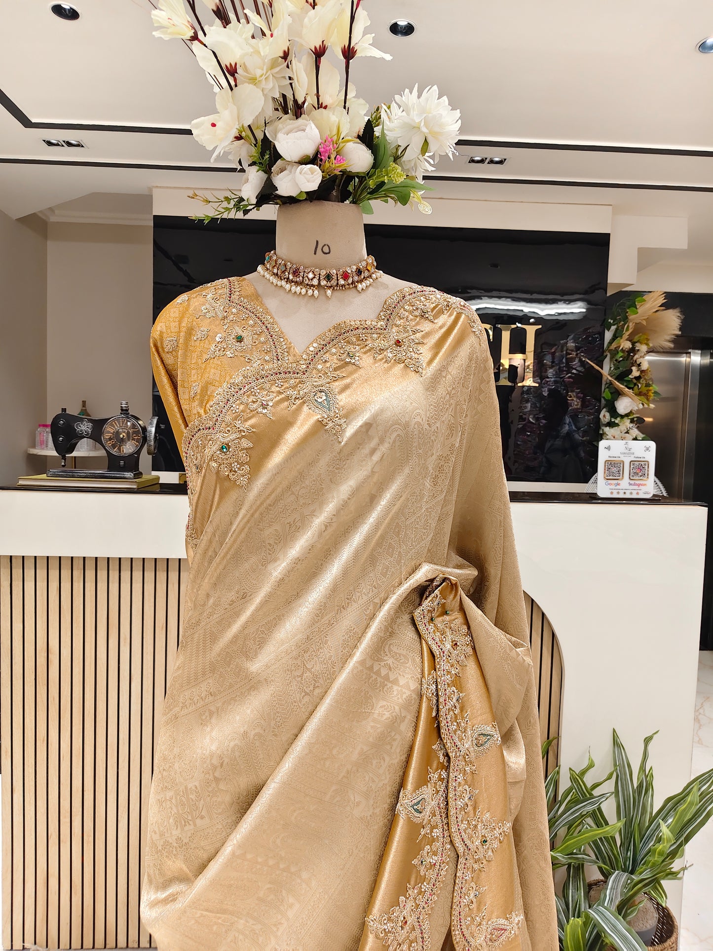 Mustard Tissue Designer Saree