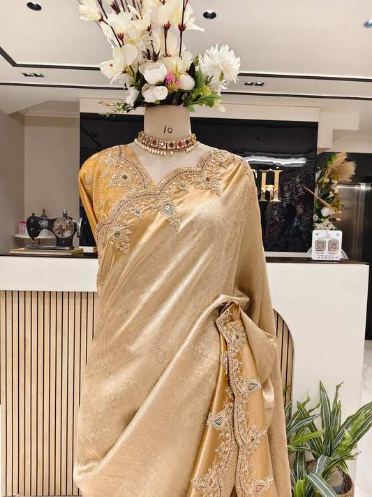 Mustard Tissue Designer Saree