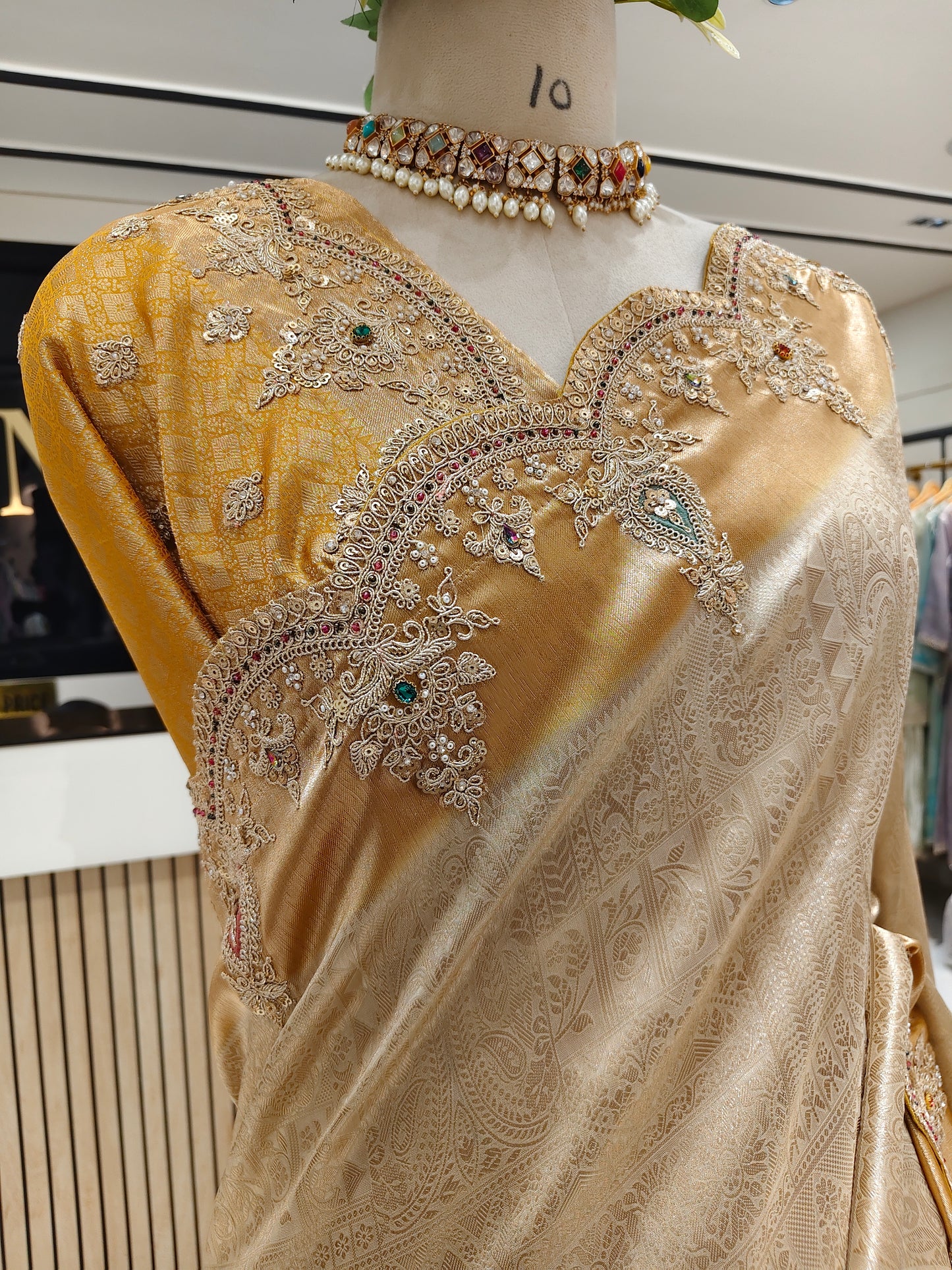 Mustard Tissue Designer Saree