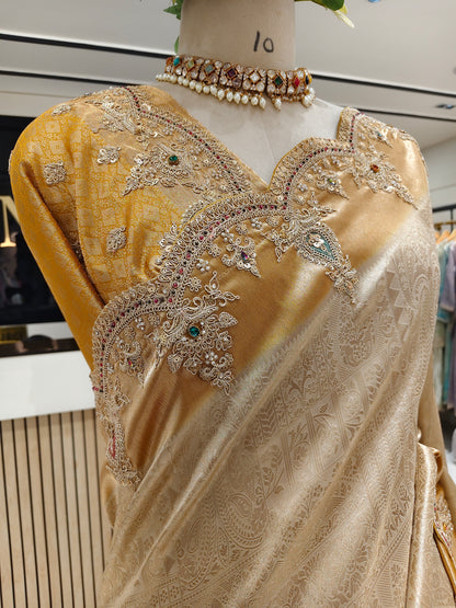 Mustard Tissue Designer Saree