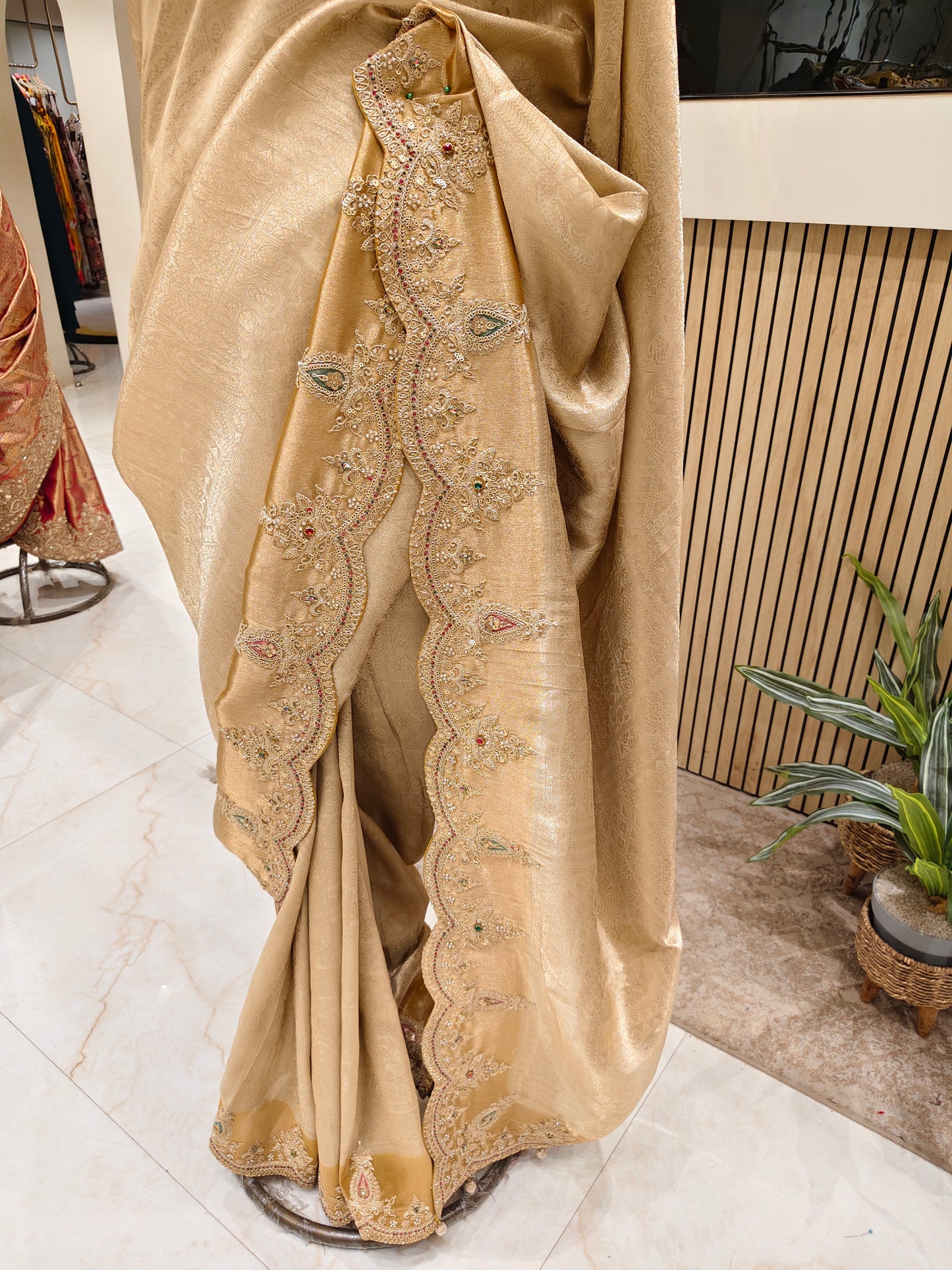 Mustard Tissue Designer Saree